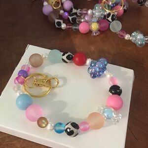 Beaded charm keychain